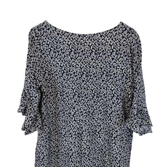 COZY Blue And White Floral V Neck Shift Dress Womens Size Large NWT Lightweight - Picture 7 of 15